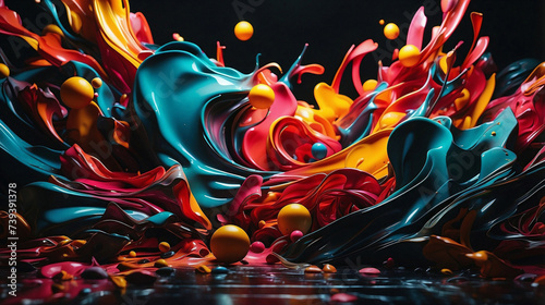 Blobs of paint from two opposite sides full of amazing colors
