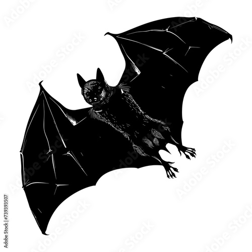 Silhouette bat animal black color only full body