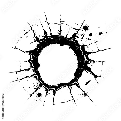 Silhouette bullet hole in concrete black color only