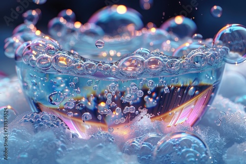 Captivatingly clear water bubbles dance with fluid grace, creating a mesmerizing display of liquid beauty