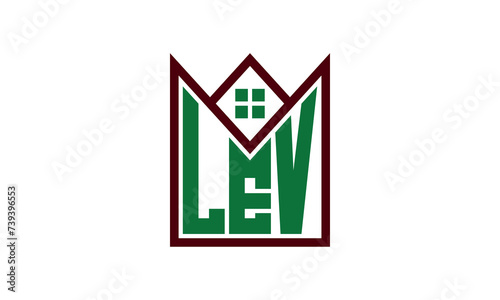 LEV initial letter real estate builders logo design vector. construction ,housing, home marker, property, building, apartment, flat, compartment, business, corporate, house rent, rental, commercial