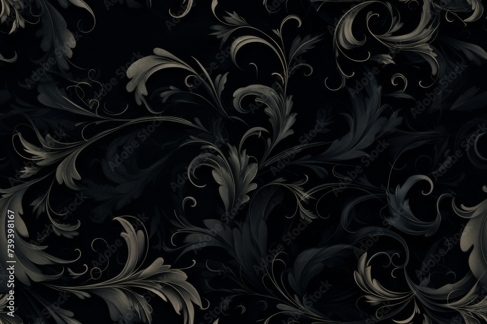 Luxurious golden floral design on dark backdrop for high-end decor. Luxurious golden floral design on dark backdrop for high-end decor.