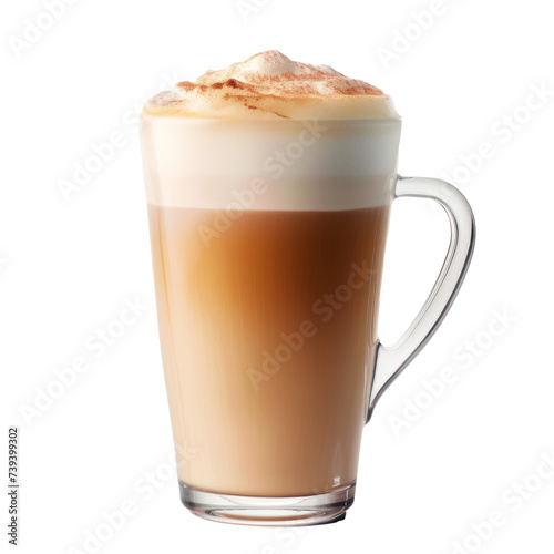Big cappucino cup on transparent background.