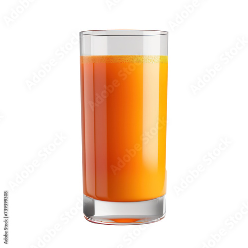 Carrot juice in a glass isolated on transparent background. 