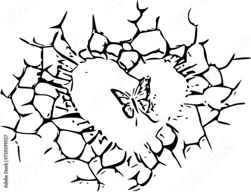 SVG Butterfly Heart-Shaped Hole Vector Illustration Decorative Design