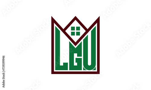 LGU initial letter real estate builders logo design vector. construction ,housing, home marker, property, building, apartment, flat, compartment, business, corporate, house rent, rental, commercial photo