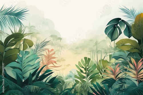 Green tropical background with copy space © happy_finch