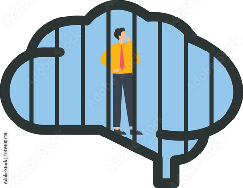 Prison Brain and Criminal justice, Cognitive effects or Rehabilitation, Prison system and Mental health concept,
