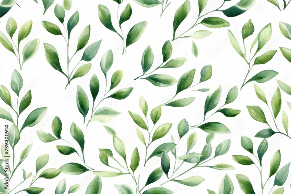 Fototapeta premium Abstract pattern background with green tree leaves. Watercolor style
