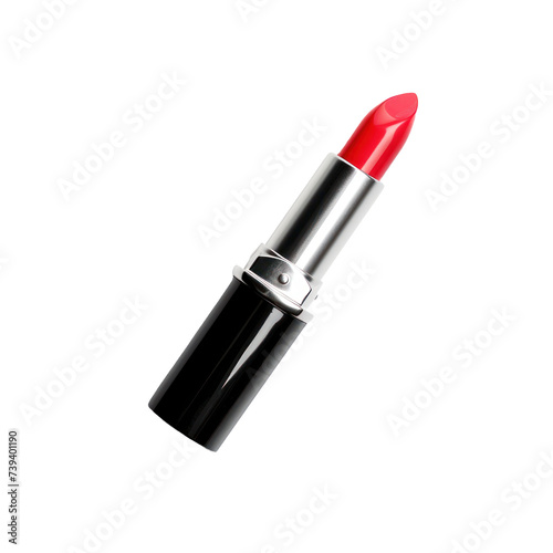 Red lipstick close-up on transparent background. 