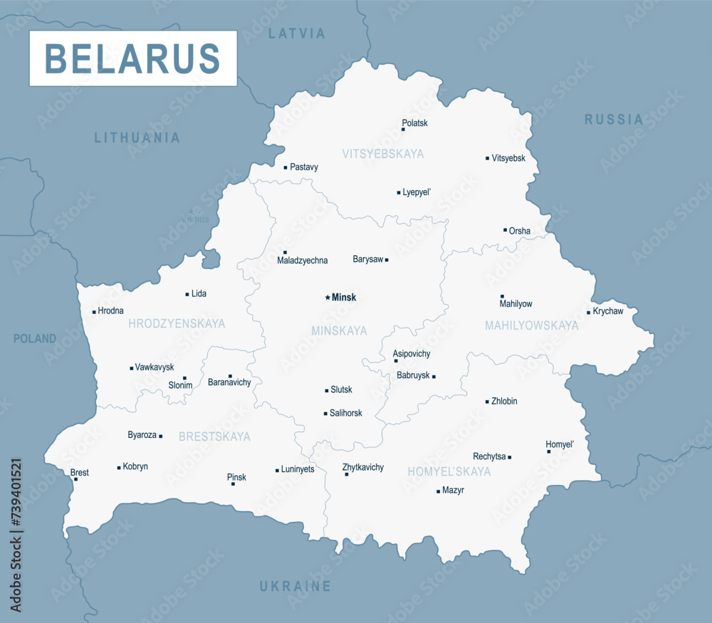 Belarus Map. Detailed Vector Illustration of Belorussian Map