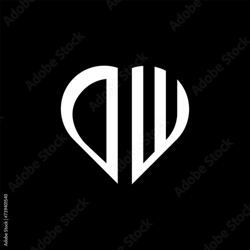 DW creative love shape monogram letter logo. DW Unique modern flat abstract vector letter logo design.
