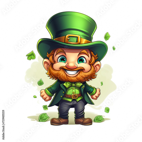 A Leprechaun St Patricks Day cartoon character giving a thumbs up and peeking over a sign. photo