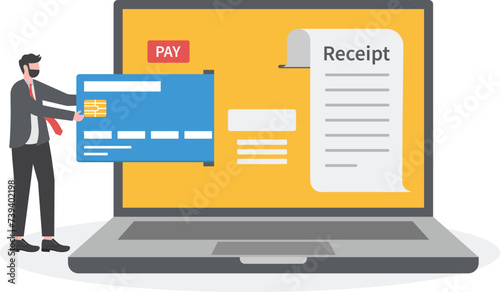 Illustration concept of Online payment with people entering credit cards.

