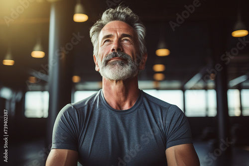 Mature people woman man practicing in spacious gym space active healthy way of life Generative AI picture