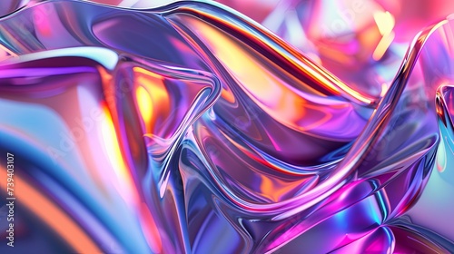 holo abstract 3d shapes, neon background