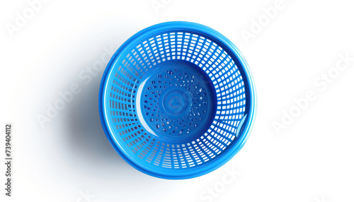 empty blue plastic basket isolated on white background