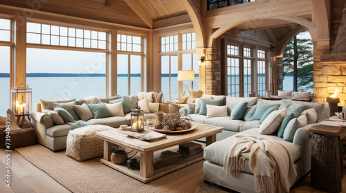 Cozy living room overlooking the sea