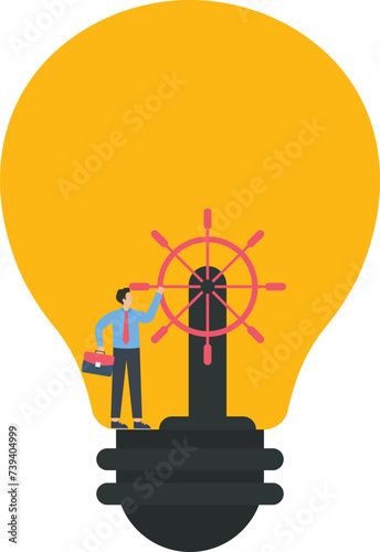 Helm inside the light bulb, Electric light Innovation, Energy efficiency and legacy concept,
