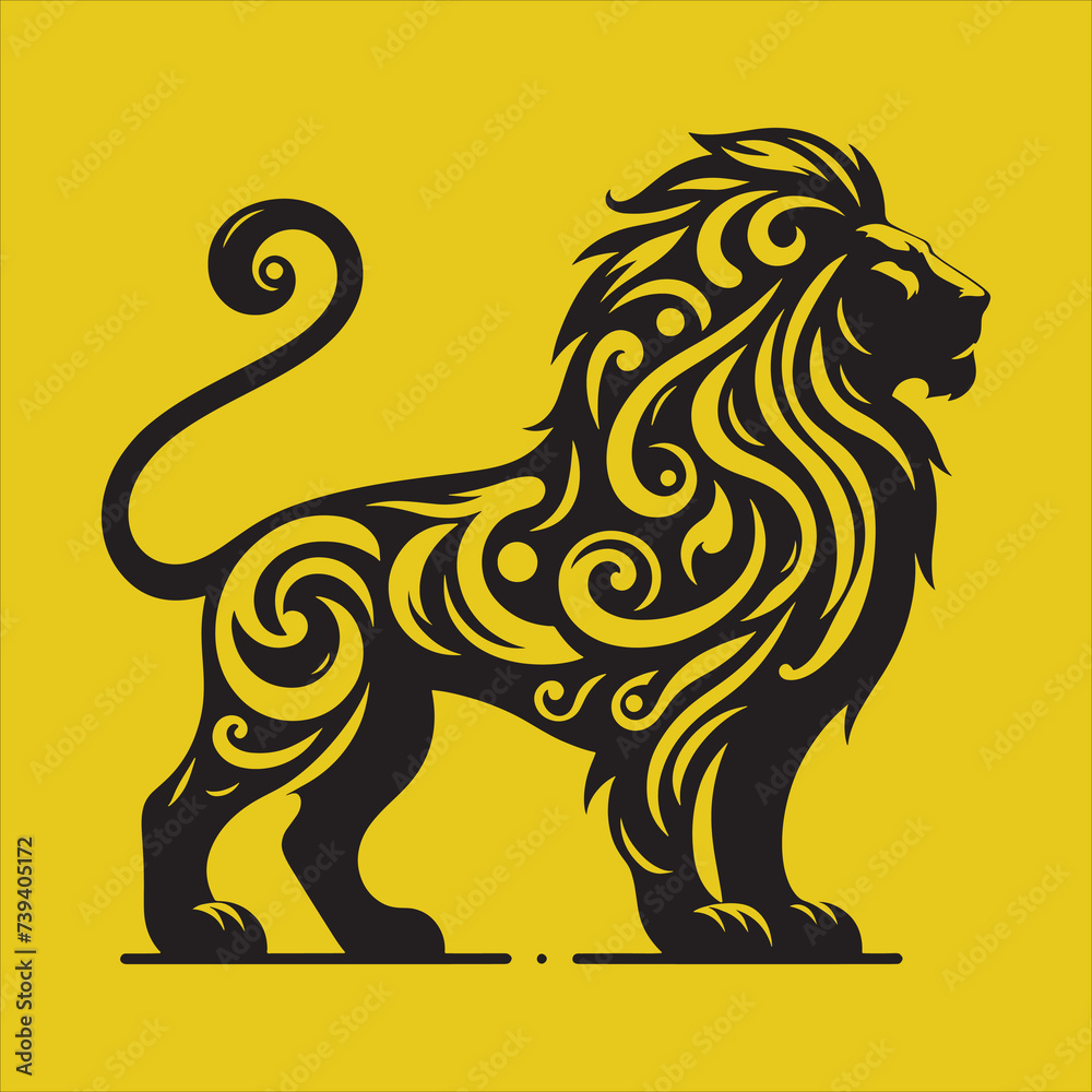 Naklejka premium Silhouette Vector design of a Lion