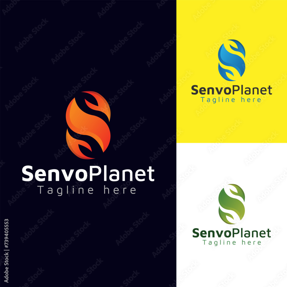 Senvo Planet S Letter Logo Template 3 color logo s logo design
