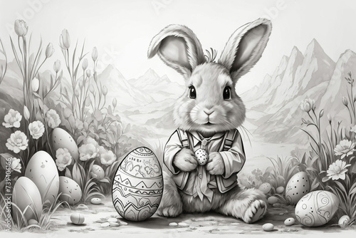 Happy Easter  Sunday Rabbit and Egg Hunt