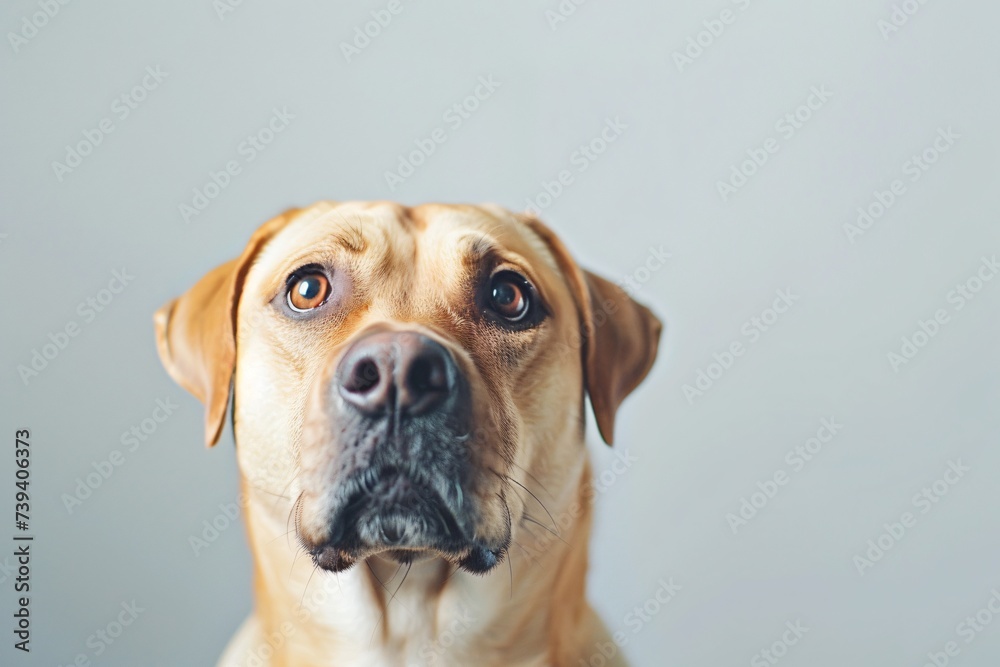 Canine suddenly pausing with a surprised glance against a straightforward solid background