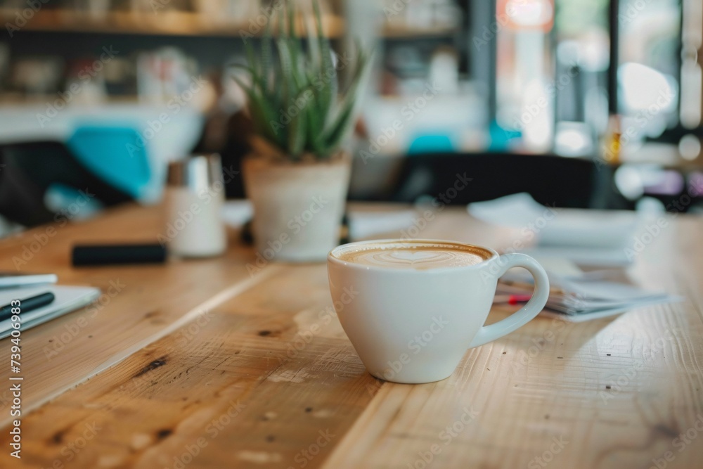 Coffee on the table fueling a brainstorming session in a modern office setting Coffee on the table fueling a brainstorming session in a modern office setting