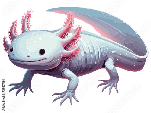 	
Cute Axolotl cartoon Vector Style white background