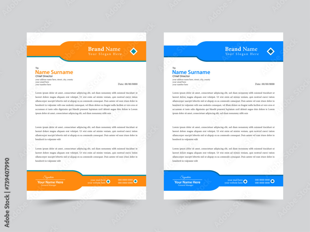 professional and clean letterhead vector design template