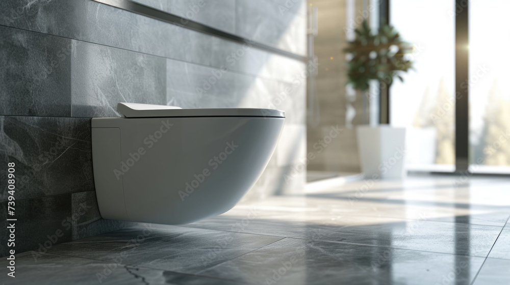 Smart toilet bowl in a modern bathroom Smart toilet bowl in a modern bathroom