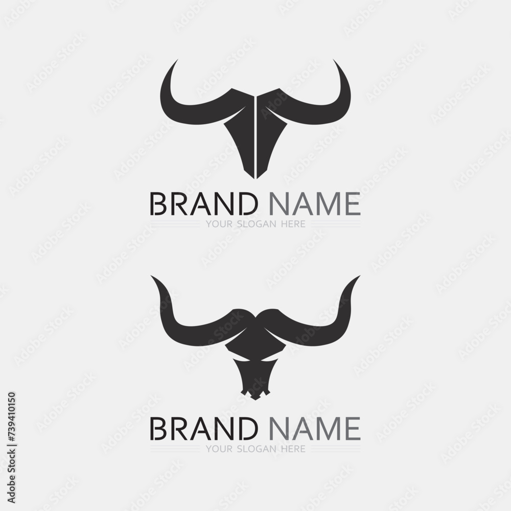 Bull horn cow and buffalo logo and symbol template icons app - obrazy, fototapety, plakaty 