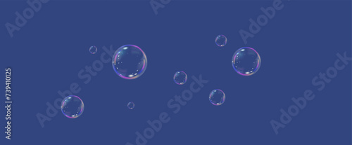 Realistic soap vector bubbles png isolated on transparent background. The effect of falling and flying bubbles. Glass bubble effect.  