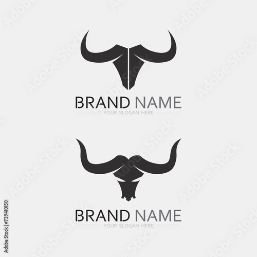 Bull horn cow and buffalo logo and symbol template icons app photo