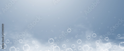 This vector template shows a bath foam with shampoo bubbles isolated on a transparent background. It can be used for advertising purposes. Mousse bath foam.