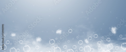 This vector template shows a bath foam with shampoo bubbles isolated on a transparent background. It can be used for advertising purposes. Mousse bath foam. photo