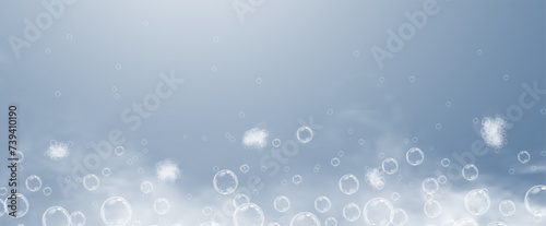 This vector template shows a bath foam with shampoo bubbles isolated on a transparent background. It can be used for advertising purposes. Mousse bath foam.
