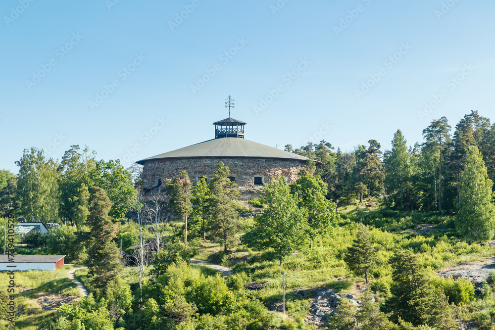 Fredriksborg fortification in the Archipelago of Stockholm Sweden on a summer morning