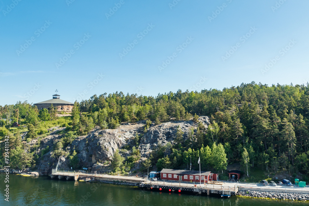 Fredriksborg fortification in the Archipelago of Stockholm Sweden on a summer morning