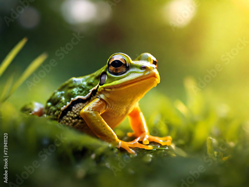 frog in the grass generative ai © Mahesh Shrigani