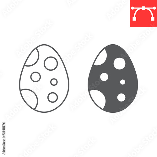Easter egg line and glyph icon, food and holiday, egg with ornament vector icon, vector graphics, editable stroke outline sign, eps 10.