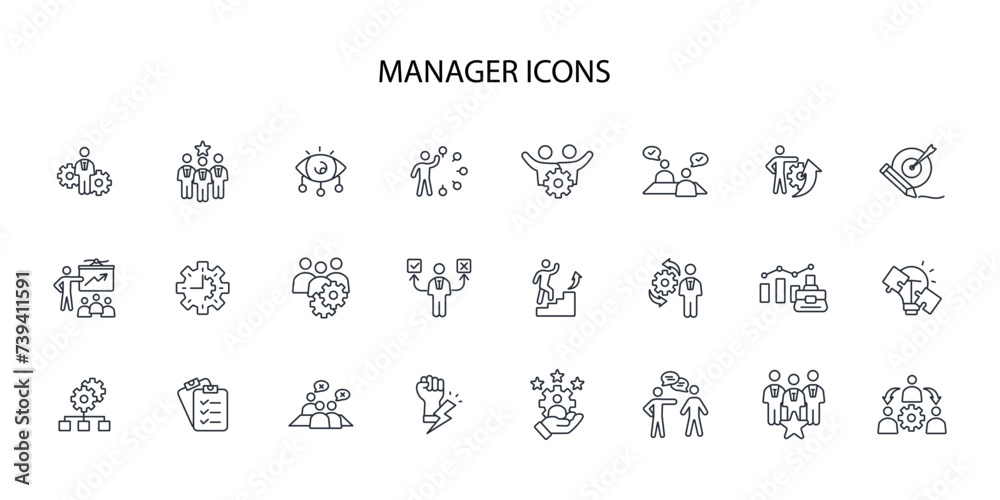 Manager icon set.vector.Editable stroke.linear style sign for use web design,logo.Symbol illustration. Manager icon set.vector.Editable stroke.linear style sign for use web design,logo.Symbol illustration.