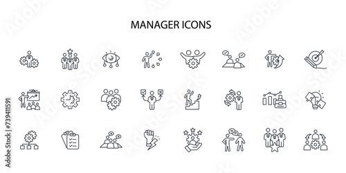 Manager icon set.vector.Editable stroke.linear style sign for use web design,logo.Symbol illustration.