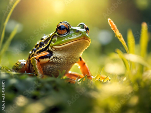 frog on the grass generative ai
