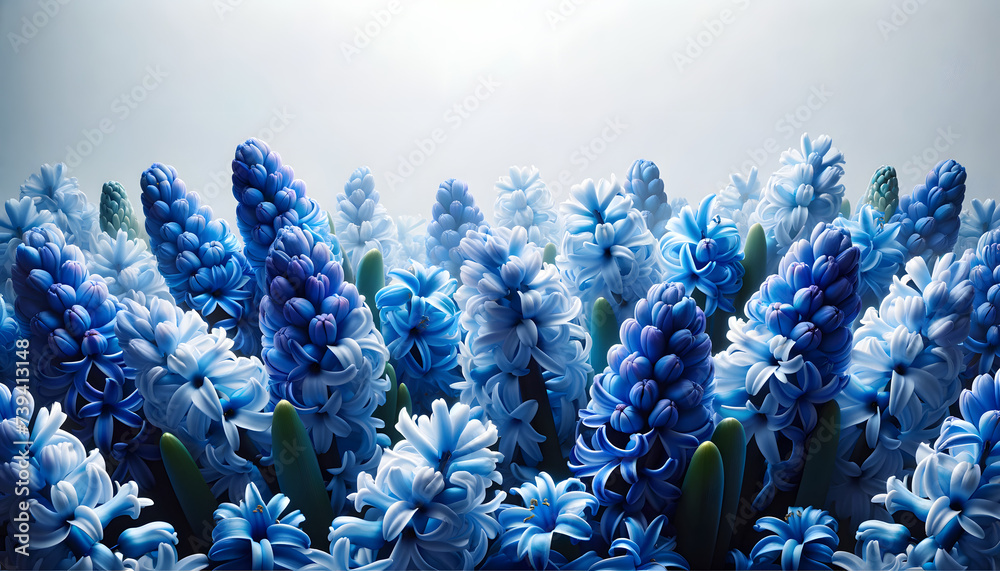 Blue hyacinth flowers. Spring flower wallpaper. - obrazy, fototapety, plakaty 