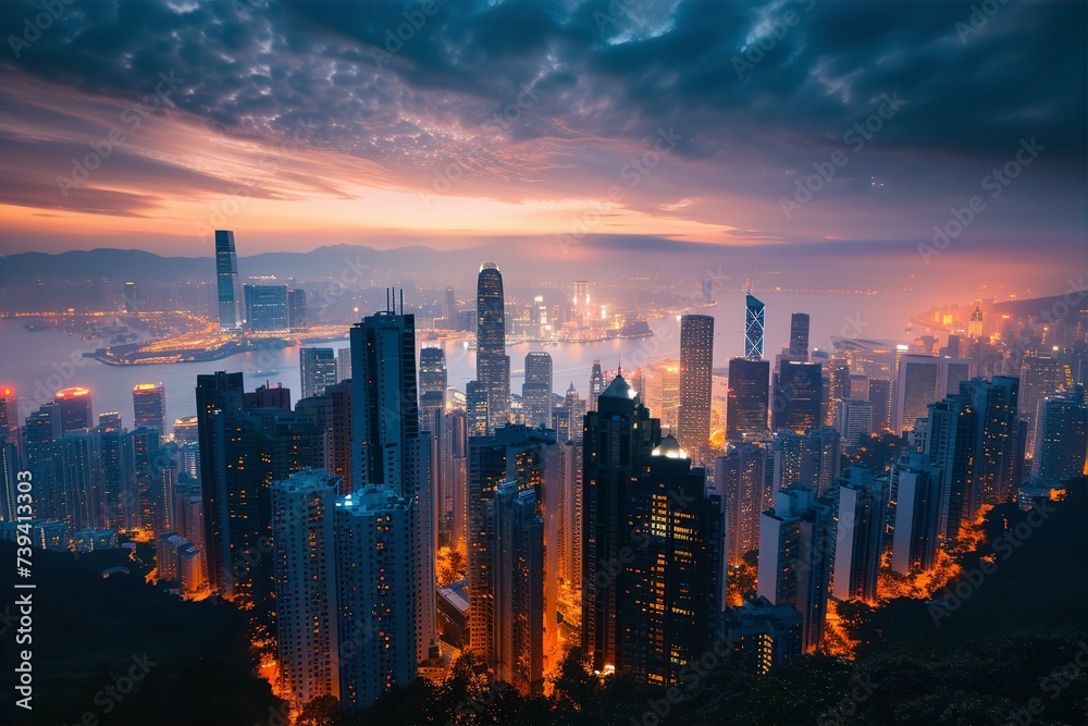 Fototapeta premium Hong Kong, skyline, cityscape