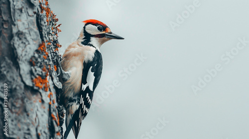 woodpecker bird on a tree photo