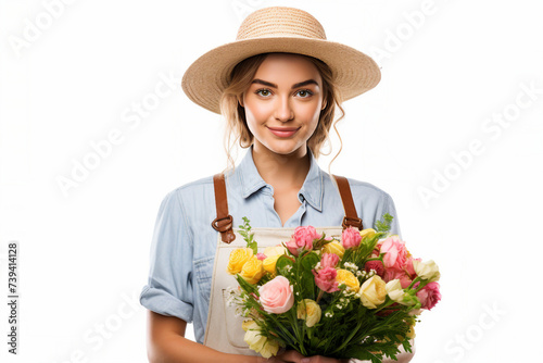 Generative AI technology picture of farmer person picking fresh harvest Earth day holiday nature protection