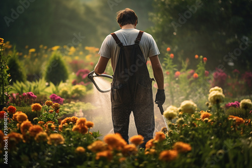 Generative AI technology picture of farmer person picking fresh harvest Earth day holiday nature protection
