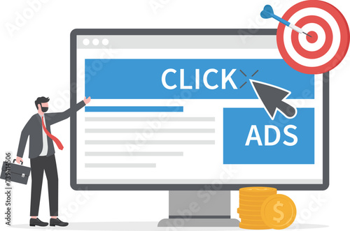 Pay per click flat illustration concept for site. Illustration for websites, 

